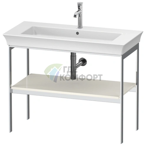 Консоль напольная Duravit White Tulip металлическая, Nordic White HighGloss (760x984x450 мм, с дерев. полкой) (WT45410H4H4) - фото 1