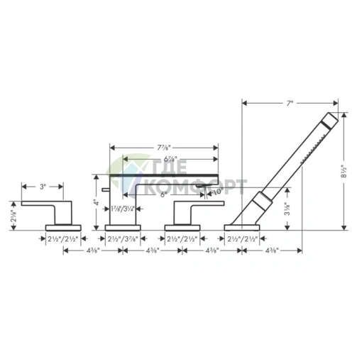 Смеситель AX MyEdition для установки на край ванны (4 отверстия, хром) (47432000) - фото 2
