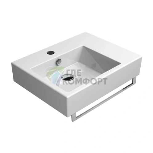 Подвесная раковина GSI Kube 60x47 белая, чаша слева, с отверстием под смеситель - фото 1