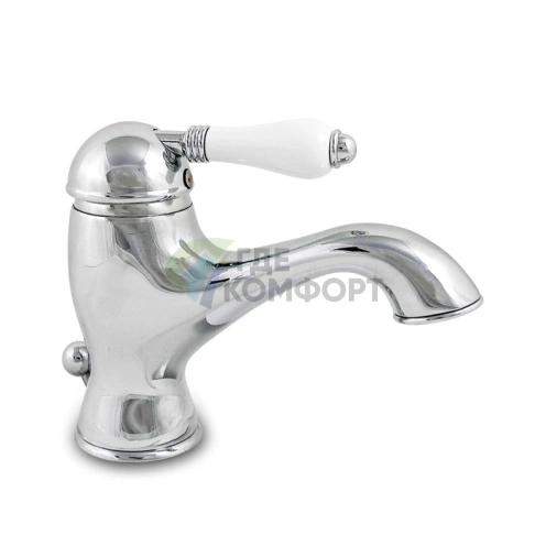 Однорычажный смеситель для раковины Nicolazzi P.m. Blanc с донным клапаном и белыми керамическими ручками, хром (3402CR76) фото 1