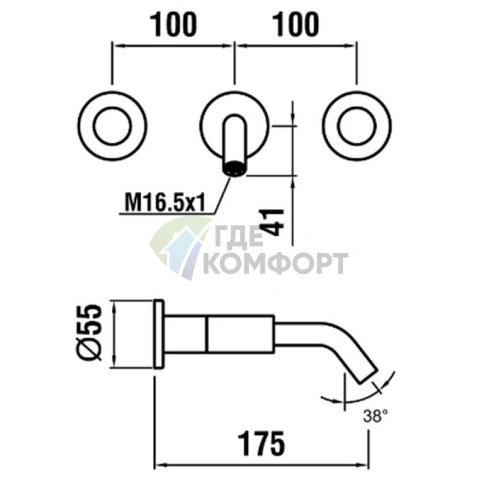 Встраиваемый смеситель Laufen Kartell для раковины на 3 отверстия, излив 175 мм, нержавеющая сталь (3.1233.6.090.120.1) - фото 2