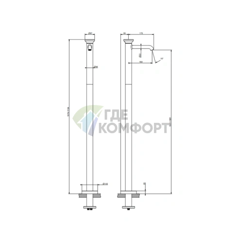 GESSI Origini Напольный смеситель с отделочной вставкой в цвете хром (66095#031) - фото 2