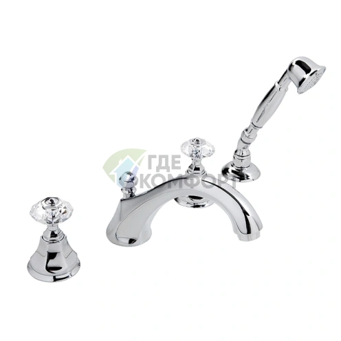 Смеситель для ванны Nicolazzi Teide с ручным душем и хромированными ручками Crystal Handle (1904CR15) - фото 1