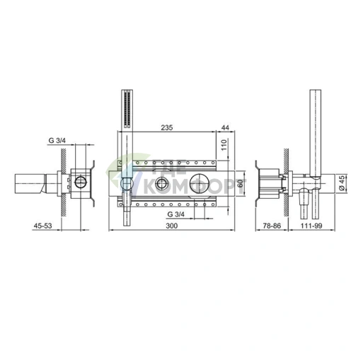 Смеситель для душа Fantini Milano встраиваемый наружный Matt Gun Metal PVD (31 P5 3084B) - фото 2