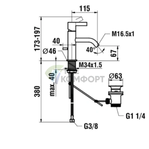 Смеситель для раковины Laufen Kartell однорычажный, нержавеющая сталь PVD (3.1133.1.090.100.1) - фото 2