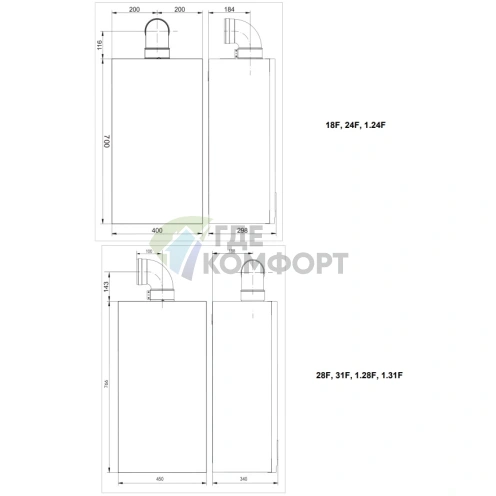 Газовый котел Baxi ECO Life 1.31 F 7814108, настенный, одноконтурный - фото 2