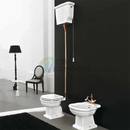 Арматура слива HERMITAGE с высокой трубой в комплекте для высокого бачка, цвет бронза (HEA006 72) - фото 1