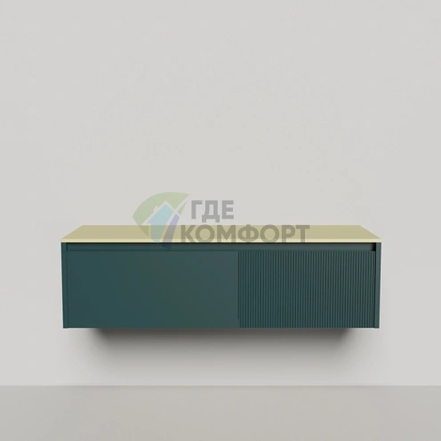 Тумба со столешницей SALINI Domino 1400x500x400 без раковины, S-Stone, фасад RAL 6004, столешница RAL 1000 (27D114 Ral6004+Ral1000) - фото 1