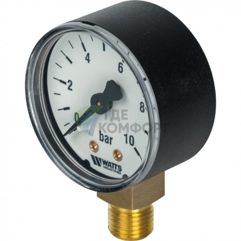 Манометр радиальный 50 мм 1/4, 0-10 бар Watts F+R200 - фото 1