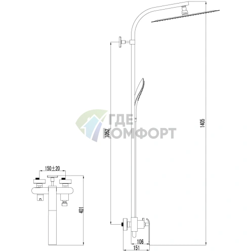 Душевая стойка Lemark Melange LM4960CW - фото 2