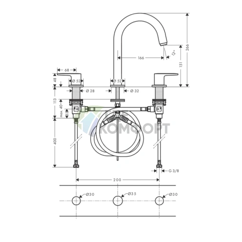 Смеситель для раковины Hansgrohe Vernis Blend матовый черный (71553670) - фото 2