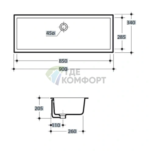 Встраиваемая раковина KERASAN Slim 900 мм белого цвета (023001) - фото 3