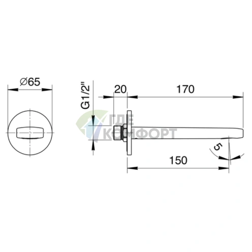 Настенный излив для ванны Fantini Lame в хроме (24 02 M041) - фото 2