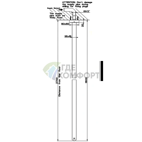 Излив потолочный Gessi Rettangolo с хромированным покрытием (управление выносное, комплектация без пульта) (20099#031) - фото 2