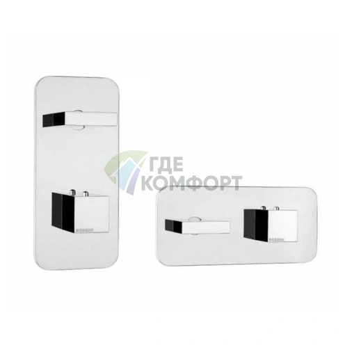 Термостат для душа Bossini Rectangular встраиваемый с девиатором (хром) (Z033202.030) - фото 1