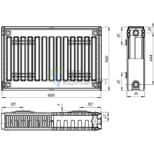 Радиатор стальной панельный Лидея ЛК 21-506 с боковым подключением - фото 5