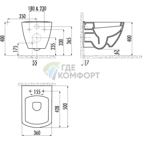 Подвесной унитаз Creavit TP326: компактность и современный дизайн - фото 6