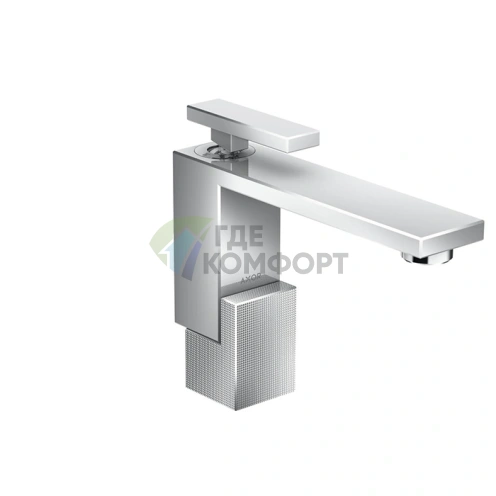 Смеситель для раковины AX Edge 130 мм с донным клапаном push-open и алмазной огранкой, хром (46011000) - фото 1