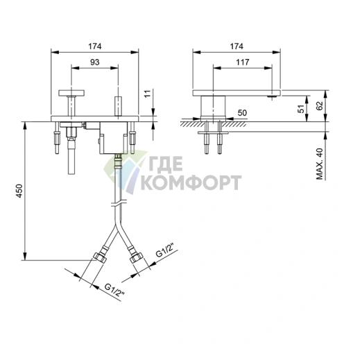Смеситель для раковины Fantini AK/25: матовый Gun Metal с PVD-покрытием, однорычажный, на 1 отверстие (48P5T104WF) - фото 2