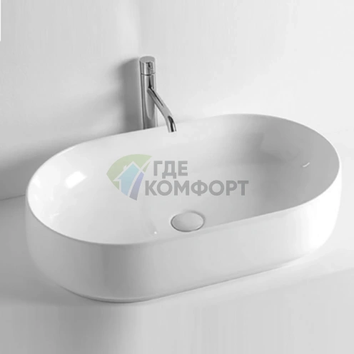 Накладная раковина KERASAN F10 70x44 см без отверстия, белая (460601) - фото 1