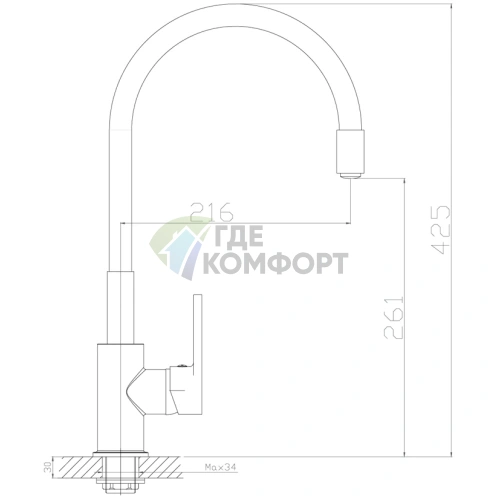 Смеситель для кухни Rossinka Z35-35U-Red - фото 1