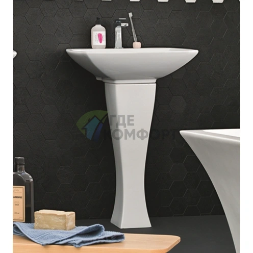 Раковина Artceram JAZZ 60х48 см белая с колонной - фото 1