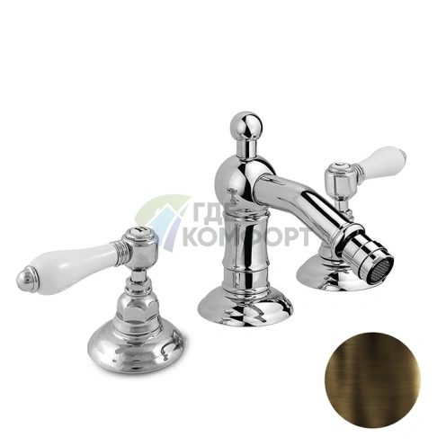 Смеситель для биде Nicolazzi P.m. Blanc на 3 отверстия с донным клапаном, тёмная бронза (1415DB78) - фото 1