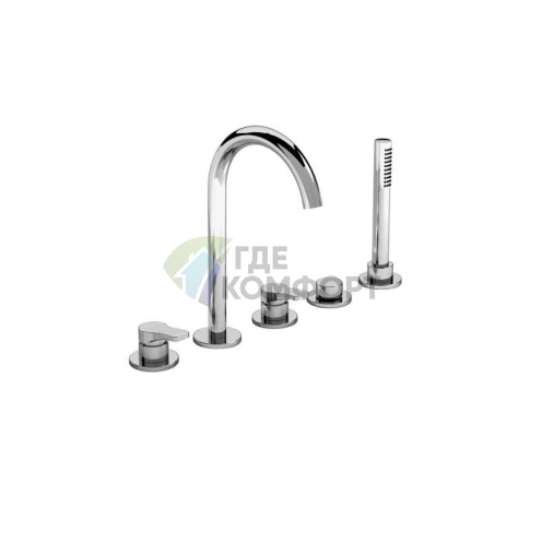 Смеситель Fantini AL/23 для установки на борт ванны, 5 отверстий, излив 160 мм, хром (26 02 B265) - фото 1