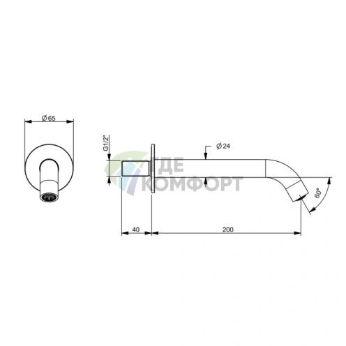 Смеситель для раковины FANTINI NOSTROMO, настенный излив 200 мм, цвет Matt Copper PVD (50 P9 8430) - фото 2