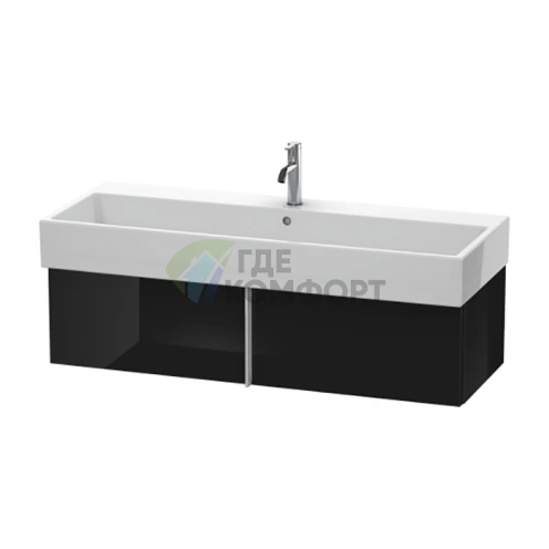 Стильная тумба под раковину Duravit 298×1184×431 мм с выдвижным ящиком, глянцевый черный (VA612904040) - фото 1