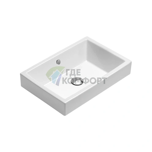 Накладная раковина GSI Kube 50x37 см белого цвета без отверстия под смеситель - фото 1