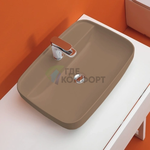 Раковина Kerasan Tribeca встраиваемая накладная 60x43 см с отверстием под смеситель, цвет Bruno matt (514288*1 Bruno matt) - фото 1