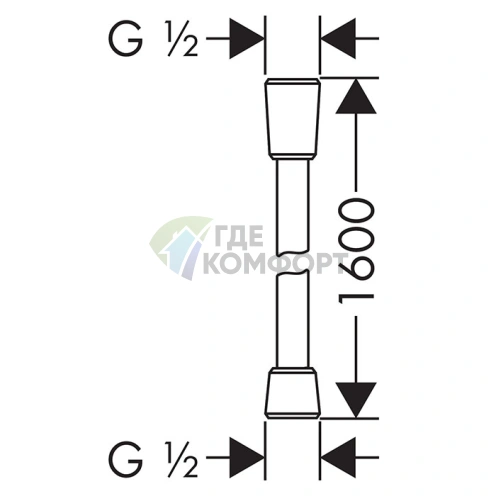 Гибкий душевой шланг HG Isiflex B 1600 мм в хромированном исполнении (28276000) - фото 2