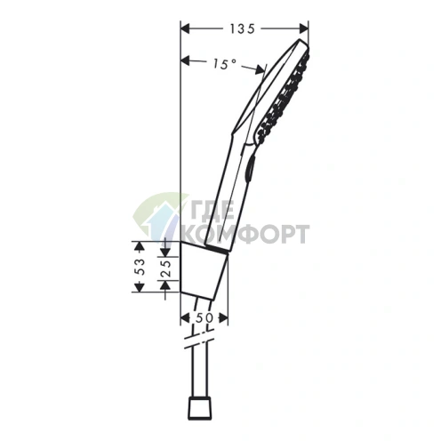 Душевая система Hansgrohe Raindance Select E 120: 3 режима, держатель, шланг 1.6 м, хром (26720000) - фото 2