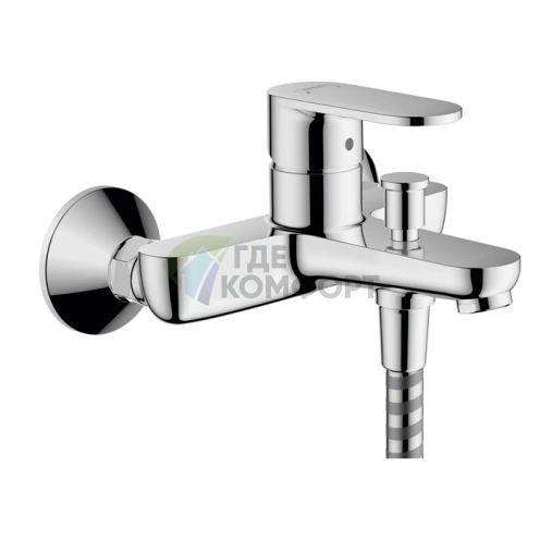 Смеситель для ванны и душа Hansgrohe Vernis Blend настенный, хром, с переключателем и двумя уровнями расхода воды (71454000) - фото 1