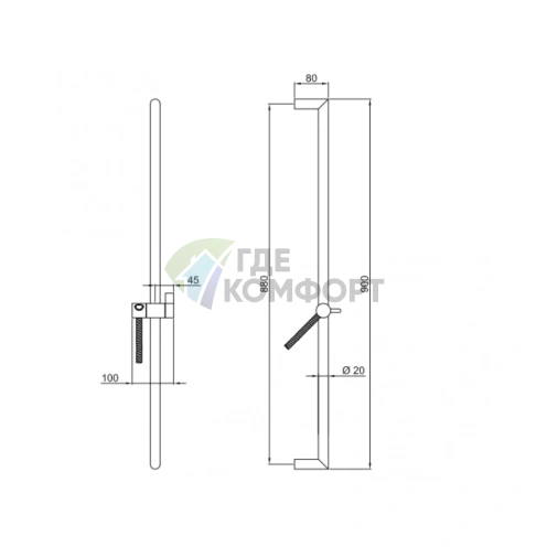 FANTINI NOSTROMO Душевая штанга с гибким шлангом 150 см, матовая натуральная сталь (86 93 9247) - фото 2