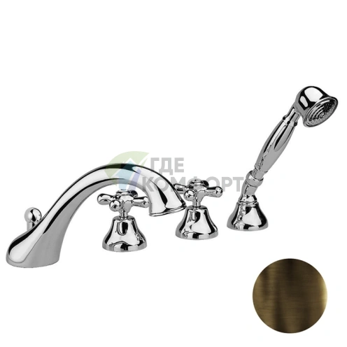 Смеситель для ванны Nicolazzi Nuova Brenta на 4 отверстия с душем, матовая тёмная бронза (2504DB) - фото 1