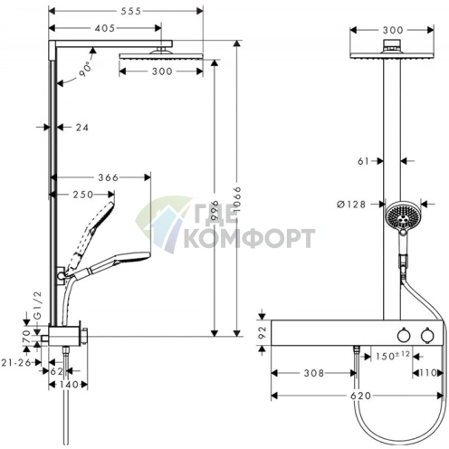 Душевая система HG Raindance E с термостатом и полкой (27363000) - фото 2