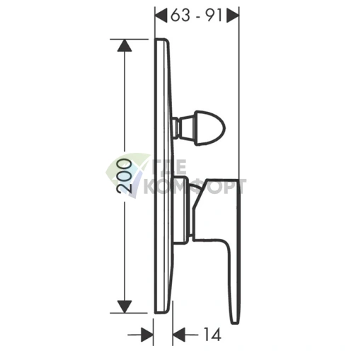 Встраиваемый смеситель для ванны Hansgrohe Vernis Blend с переключателем, матовый черный (71449670) - фото 2