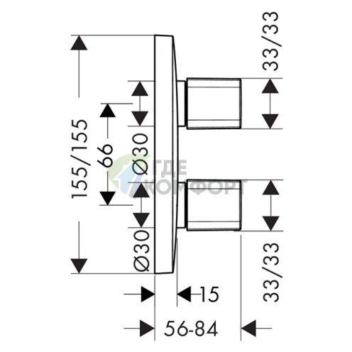 Встраиваемый запорный вентиль Hansgrohe PuraVida на 3 источника, хром (15777000) - фото 2