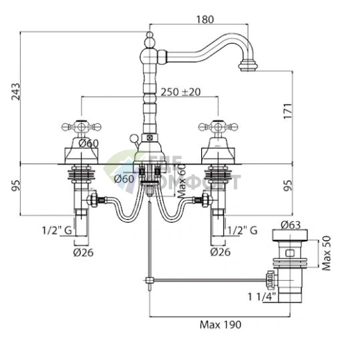 Смеситель для раковины Cezares Golf GOLF-BLS2-02 шаровый - фото 3