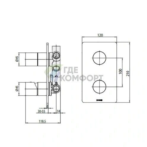 Смеситель для душа Bossini Inox с дивертером, брашированная сталь (INZ042.075) - фото 2