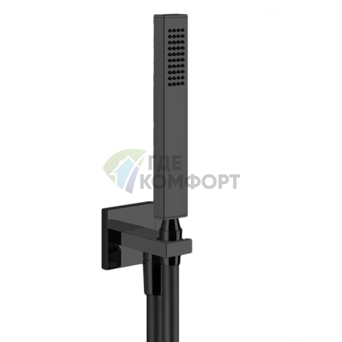 Душевой комплект Gessi Rettangolo: лейка, держатель, шланг 1,5 м, вывод 1/2, цвет Black XL (20123#299) - фото 1