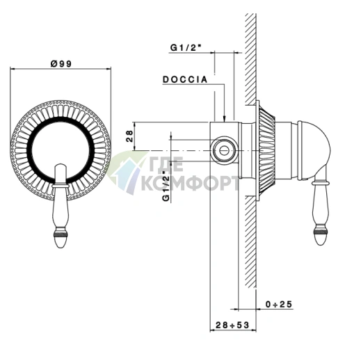 Наружная панель смесителя для душа Nicolazzi Impero, хром (3406CR36LM) - фото 2