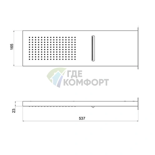 Душевая лейка Almar SMART-2 настенная, 2 режима, нержавеющая сталь, 537x165 мм (E044199.MS) - фото 2