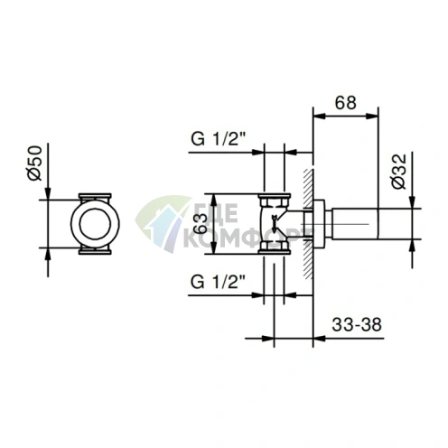 Запорный вентиль Fantini Nostromo 1/2, хром (41 02 4035B) - фото 2