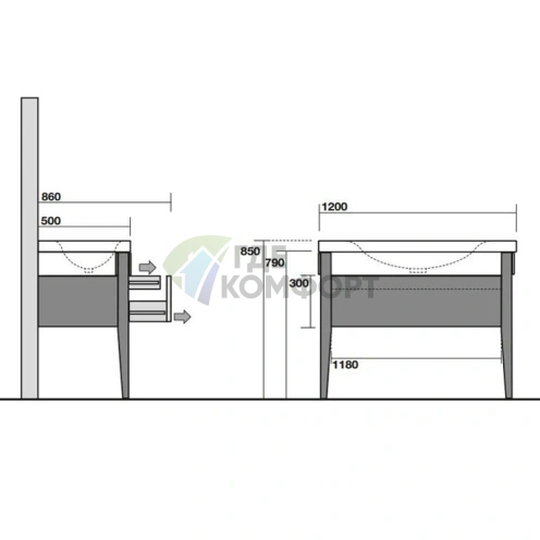 Раковина подвесная KERASAN Bentley 120×50 см белая (393201*1) - фото 2