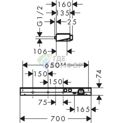 Термостат для ванны Hansgrohe ShowerTabletSelect 700 с полочкой из стекла, белый/хром (13184400) - фото 2