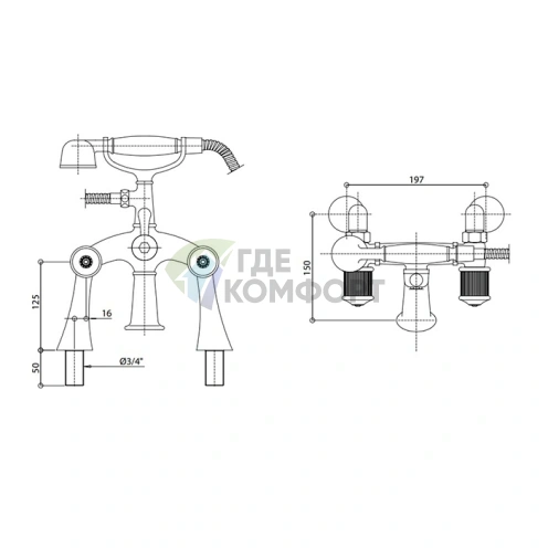 Смеситель для ванны Bongio Impero золото с кристаллами Swarovski (06527OR00) - фото 2