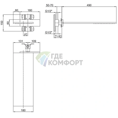 Верхний настенный душ Fantini Venezia из латуни с покрытием Nickel PVD (86 95 8036B) - фото 2